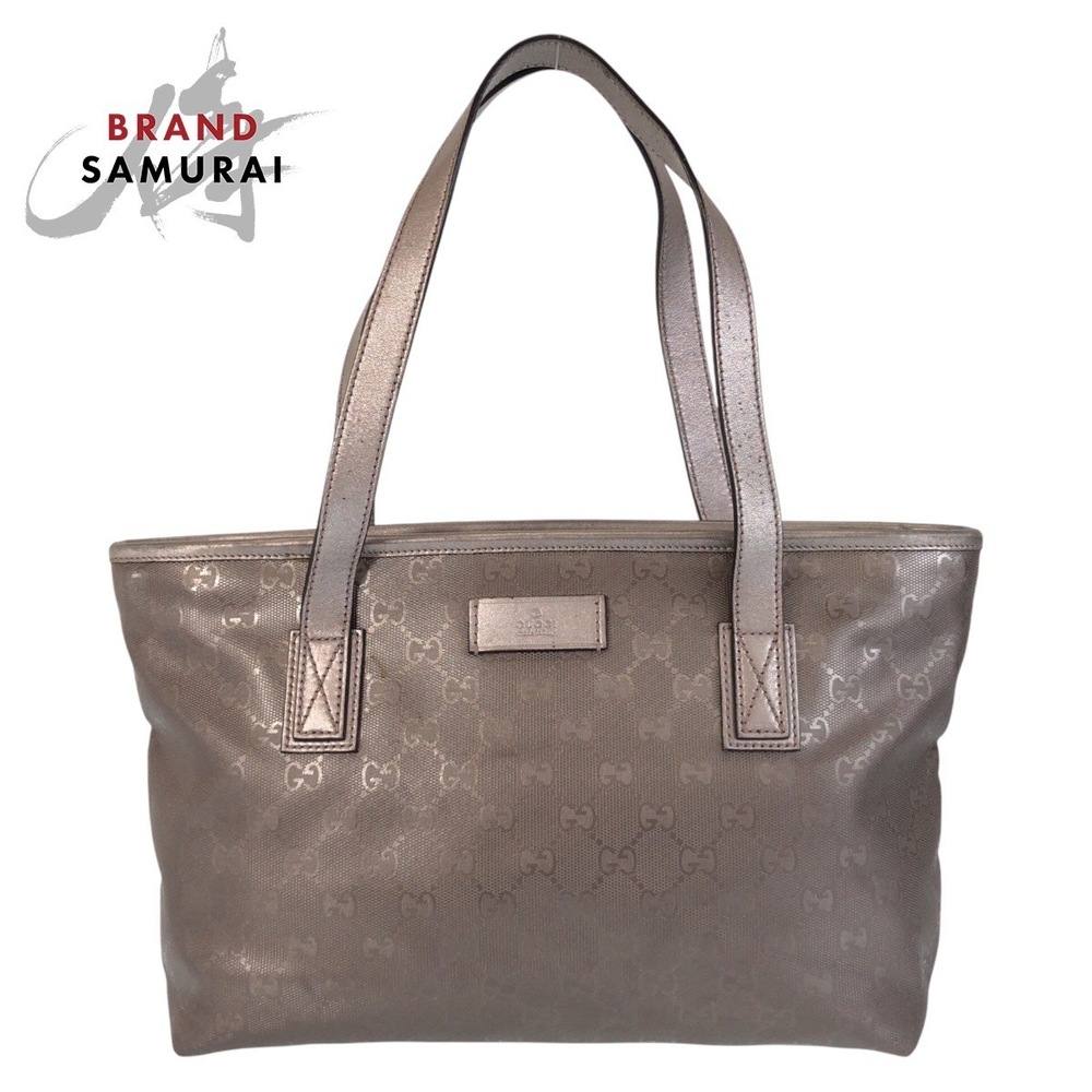 GUCCI GG Imprime Grey Leather Tote Bag Shoulder